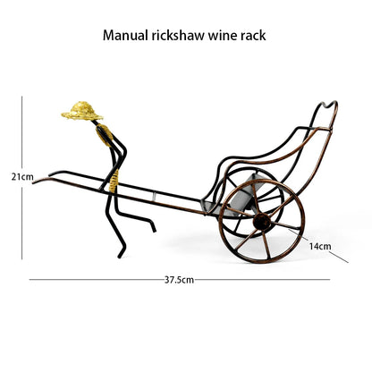 Unique Home Décor: Retro Rickshaw Wine Rack for Nostalgic Elegance