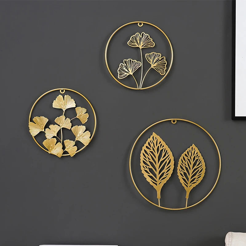 Nordic Style Iron Art Golden Leaf Wall Hanging – Elevate Your Home Decor with Stylish Metal Wall Art