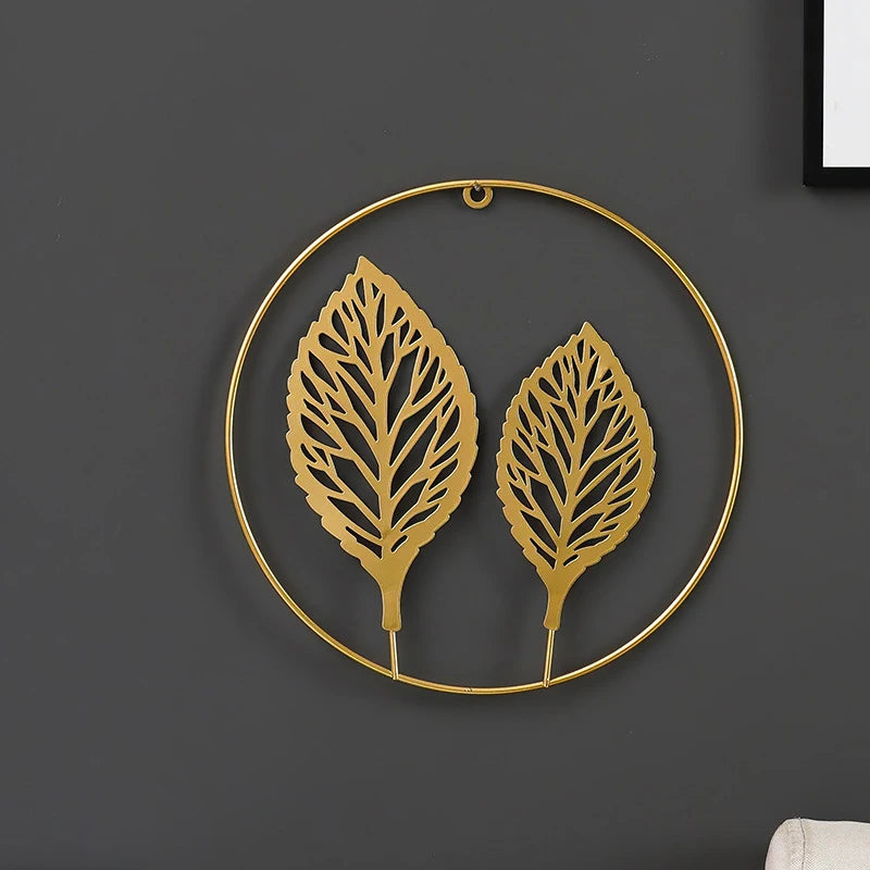 Nordic Style Iron Art Golden Leaf Wall Hanging – Elevate Your Home Decor with Stylish Metal Wall Art