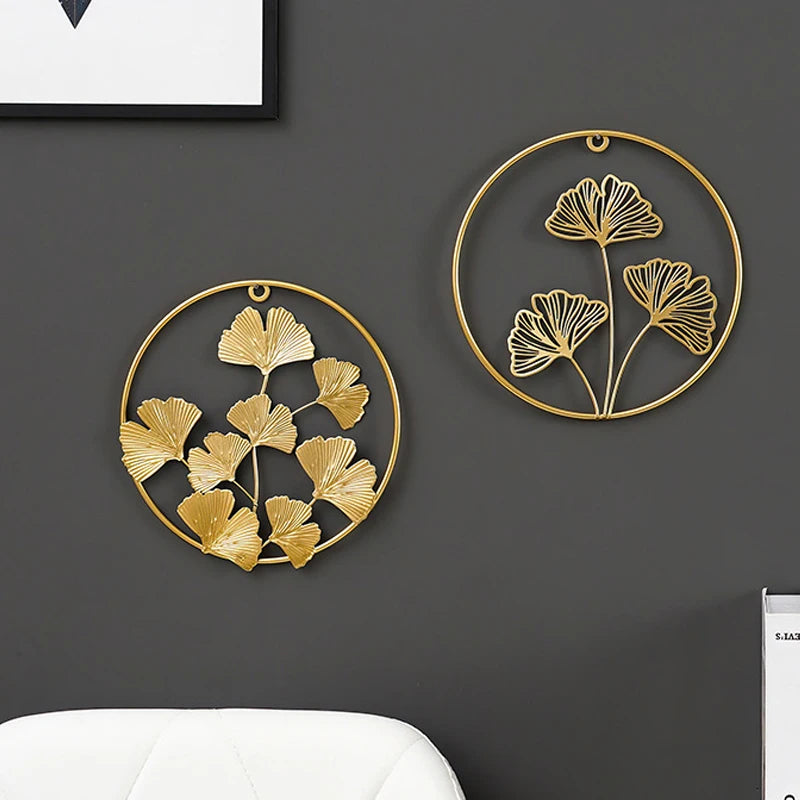 Nordic Style Iron Art Golden Leaf Wall Hanging – Elevate Your Home Decor with Stylish Metal Wall Art