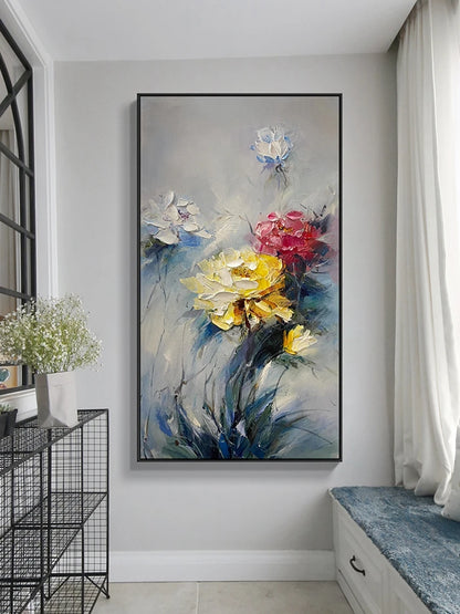 Transform Your Space with 100% Handpainted Knife Flower Oil Painting - Modern Wall Art for Home Decor