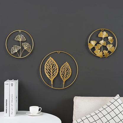 Nordic Style Iron Art Golden Leaf Wall Hanging – Elevate Your Home Decor with Stylish Metal Wall Art