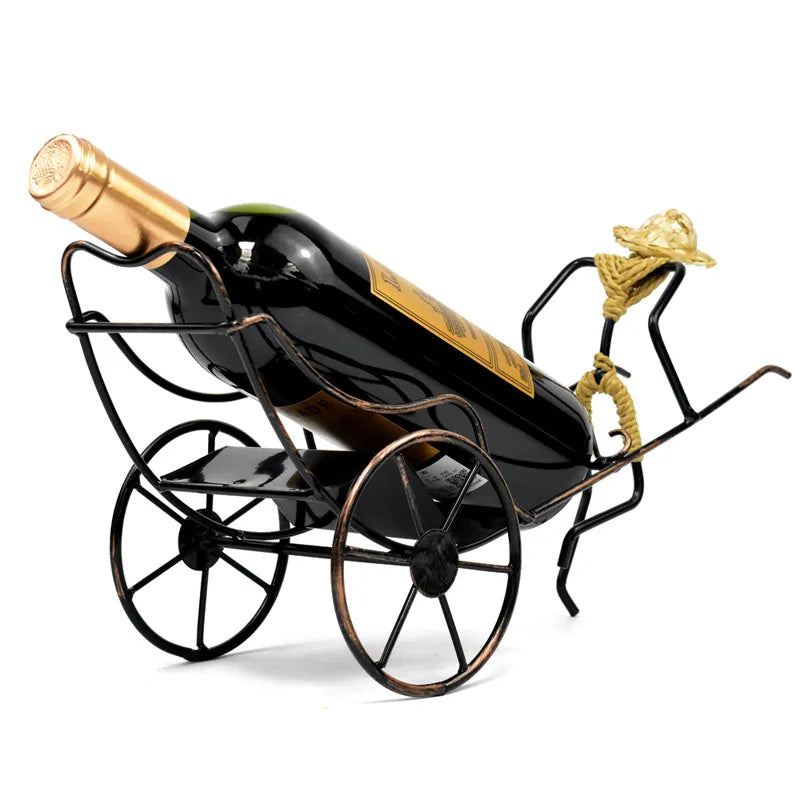 Unique Home Décor: Retro Rickshaw Wine Rack for Nostalgic Elegance