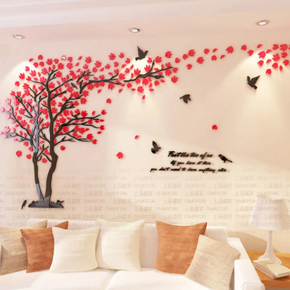 Enhance Your Home with 3D Lovers Tree Acrylic Wall Stickers - Free Shipping Worldwide!