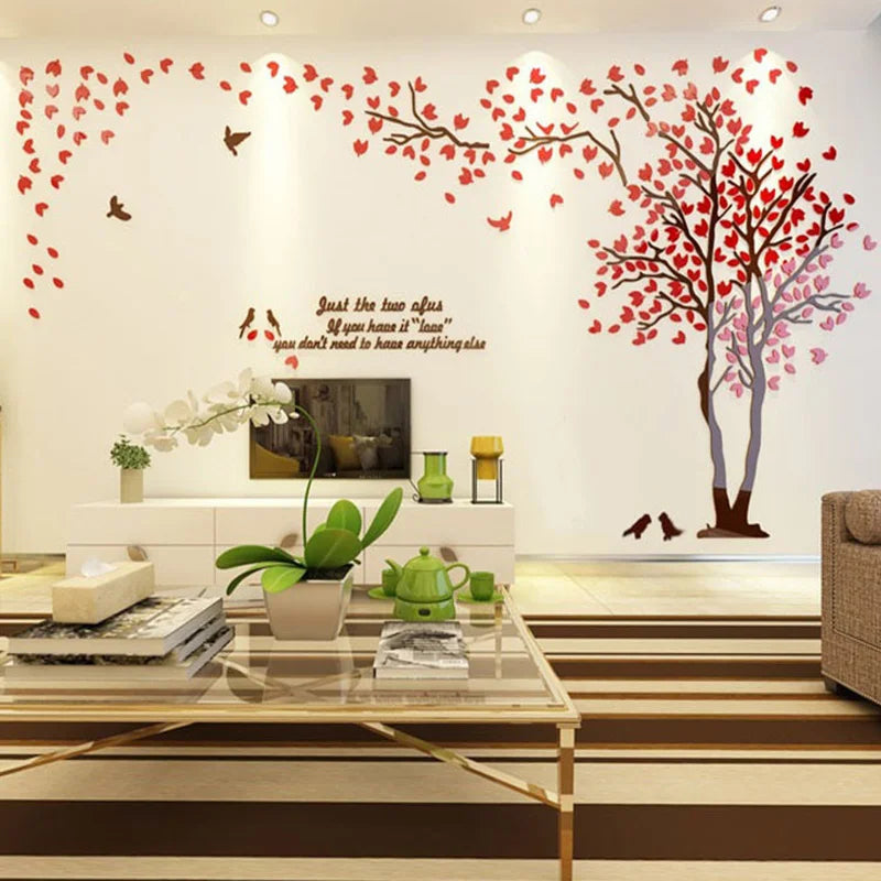 Enhance Your Home with 3D Lovers Tree Acrylic Wall Stickers - Free Shipping Worldwide!