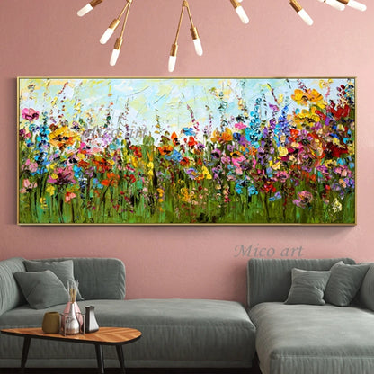 Transform Your Space with 100% Handpainted Knife Flower Oil Painting - Modern Wall Art for Home Decor