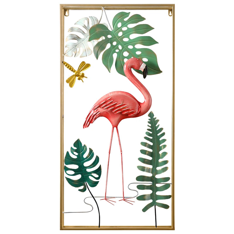 Creative Flamingo Multi-Panel Wall Art - Vibrant 3D Metal Wall Decor for Living Rooms