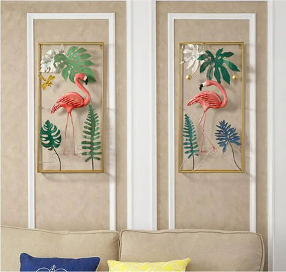 Creative Flamingo Multi-Panel Wall Art - Vibrant 3D Metal Wall Decor for Living Rooms