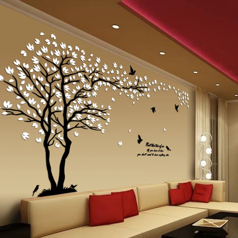 Enhance Your Home with 3D Lovers Tree Acrylic Wall Stickers - Free Shipping Worldwide!