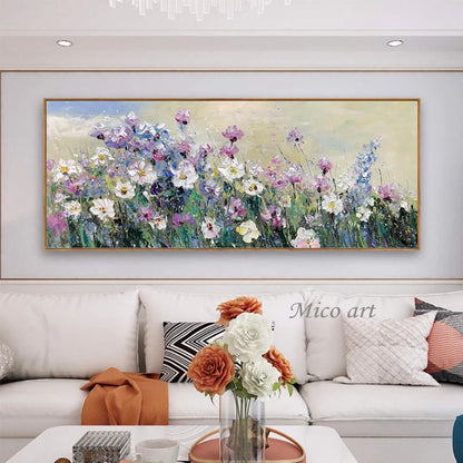 Transform Your Space with 100% Handpainted Knife Flower Oil Painting - Modern Wall Art for Home Decor