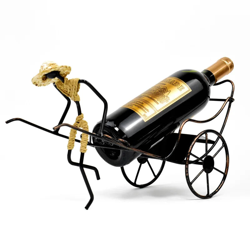 Unique Home Décor: Retro Rickshaw Wine Rack for Nostalgic Elegance