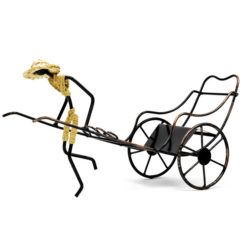 Unique Home Décor: Retro Rickshaw Wine Rack for Nostalgic Elegance