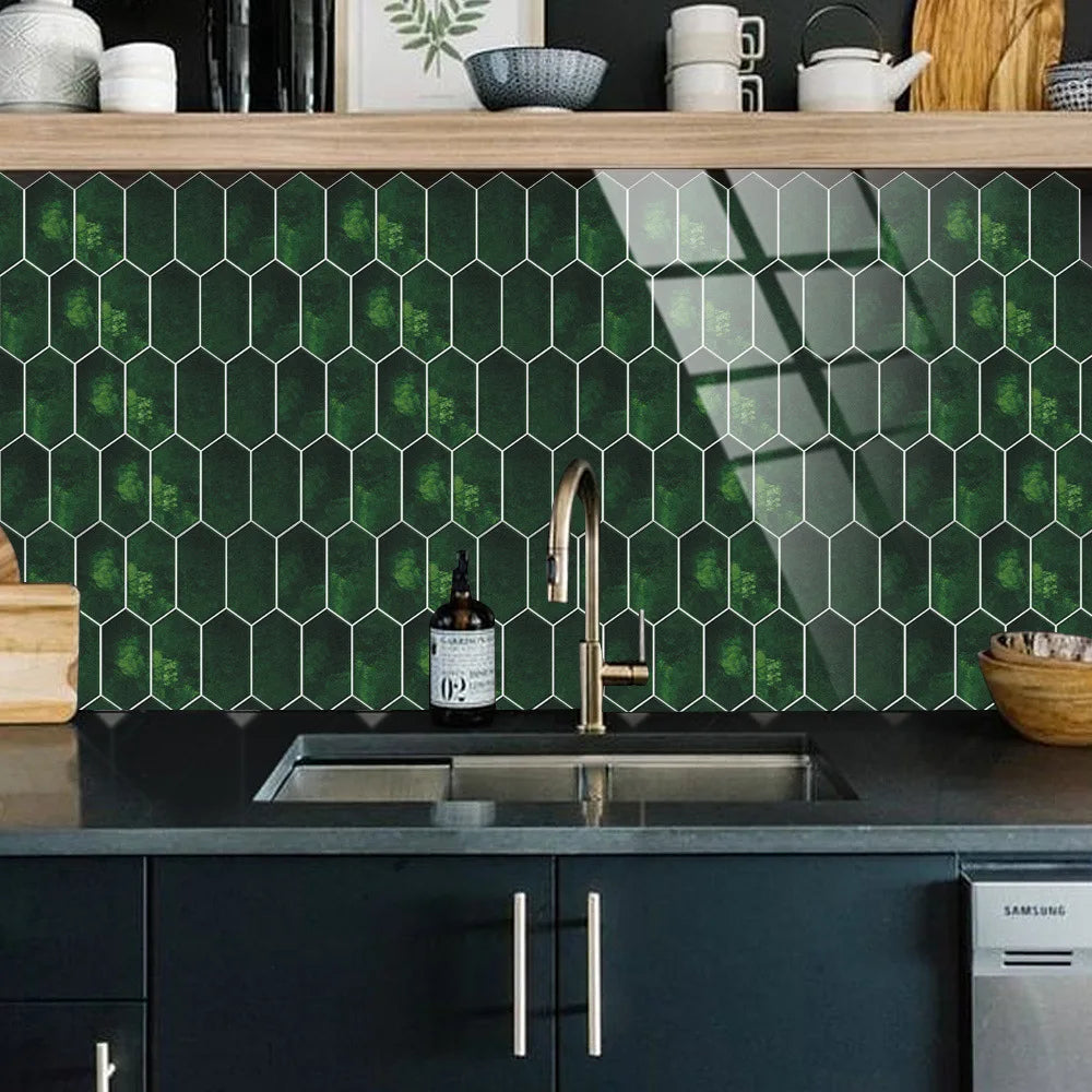 Transform Your Home with Retro Dark Green Diamond Arrow Crystal Tile Stickers