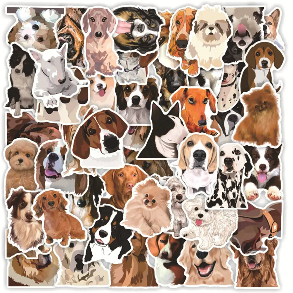 Cute Dog Cartoon Sticker Set - Adorable and Fun Home Decor