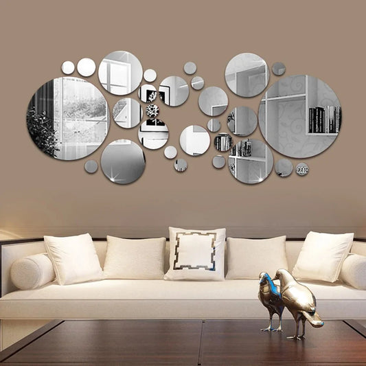 Enhance Your Home Decor with 3D Mirror Wall Sticker Set - Stylish and Easy to Apply