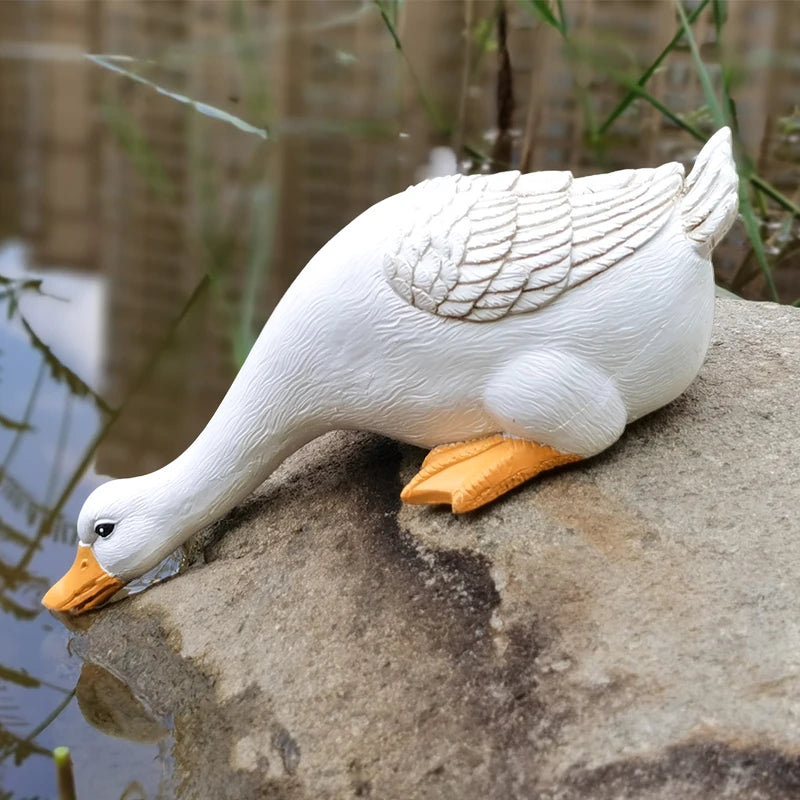 Decorative Wall Panels & Duck Figurines – Rustic Resin Animal Statues for Indoor & Outdoor Charm