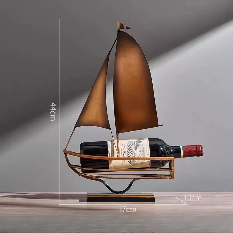 Iron Art Retro Sailing Wine Rack – Unique Home Accessories for Stylish Wine Storage