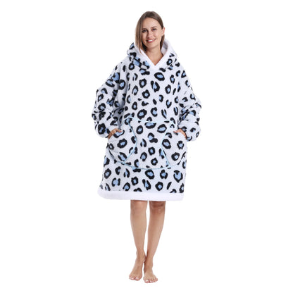 Winter Warm Fleece Fluffy Fuzzy Blanket Hoodie Thick Wearable Blanket Hooded Blanket for Adults Men Women Christmas