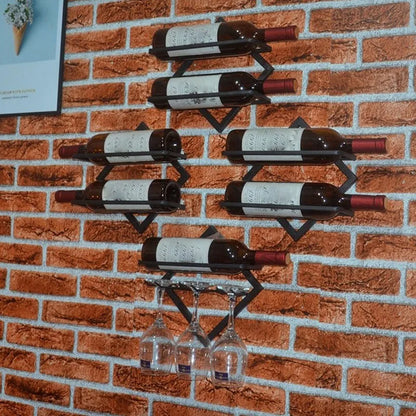 Unique Home Decor: Wall Mounted Wine Storage Rack – Sleek Metal Display for Bar & Home!