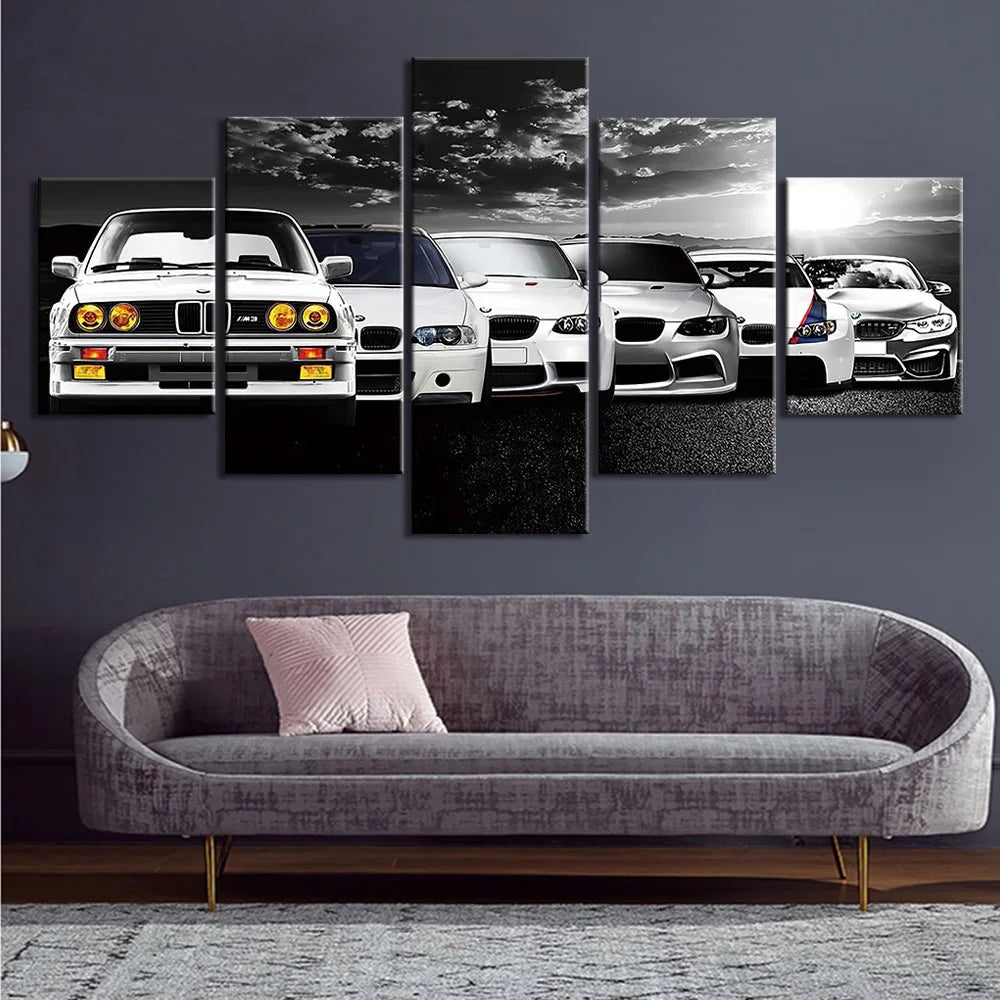 Decorative Wall Panels - 5 Pieces Canvas Retro Car Wall Art for Living Room