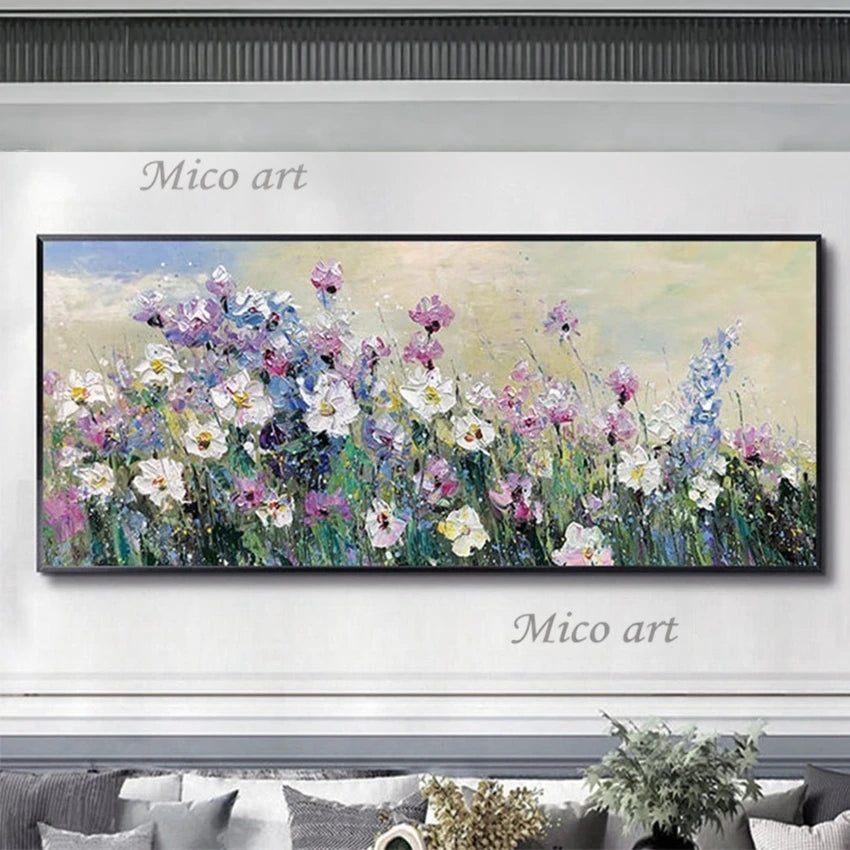 Transform Your Space with 100% Handpainted Knife Flower Oil Painting - Modern Wall Art for Home Decor