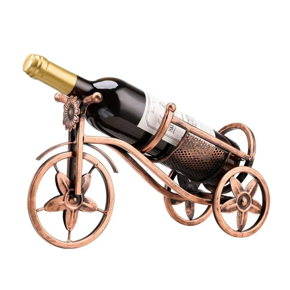 Unique Home Decor: European Retro Tricycle Wine Rack – Vintage Metal Display for Bar & Home