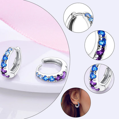 925 Sterling Silver Hoops Earrings Hypoallergenic Hoops Earrings With Zirconia Fashion High Quality Jewelry for Women Girls