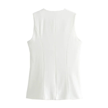White Sleeveless Vest Women Button Summer Vests for Women Jackets Pink Vest Top Women Streetwear Women's Tailored Vest