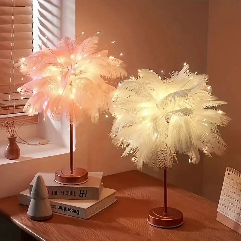 Transform Your Space with the LED Feather Table Lamp – Elegant Home Accessories for Every Room