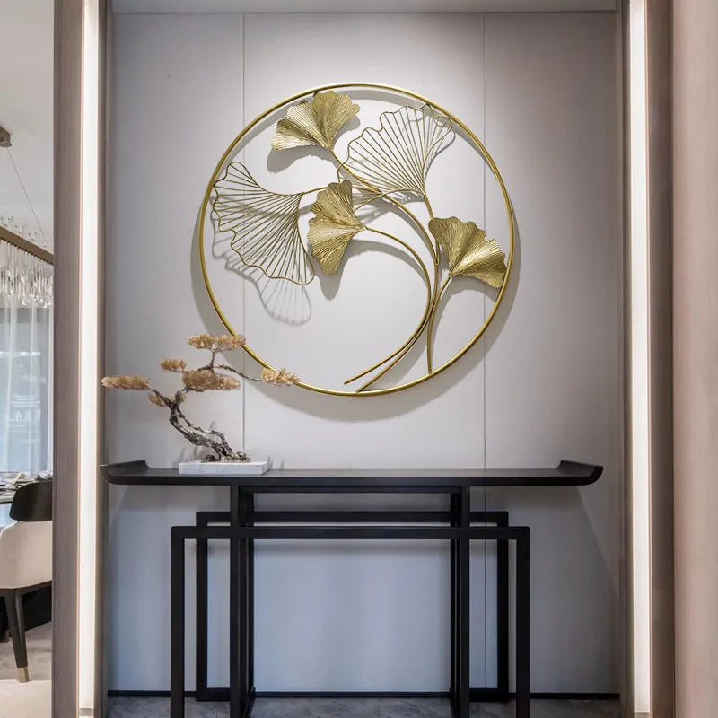 Elegant Chinese Ginkgo Leaf Metal Wall Art – Transform Your Home with Luxury Wall Decor