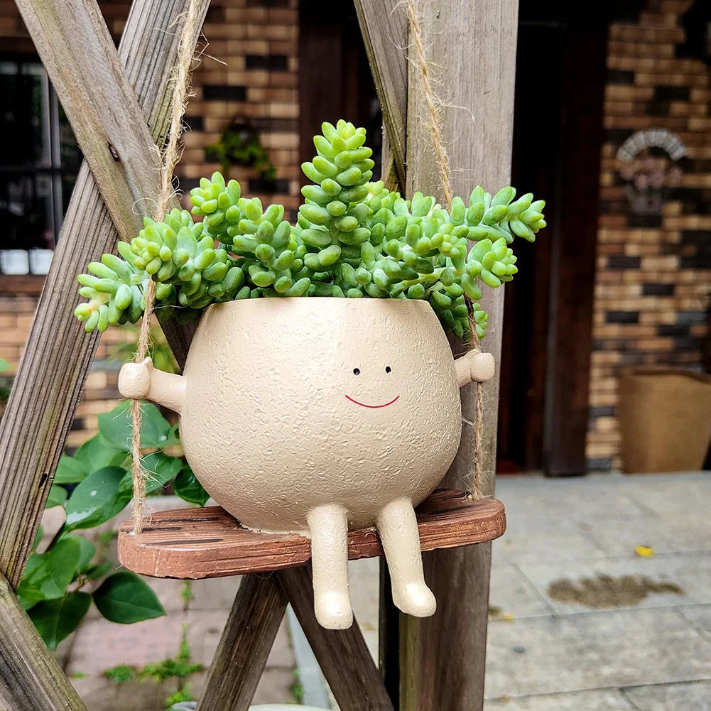 Lovely Swing Face Planter Pot - Unique Home Decor for Indoor & Outdoor Spaces