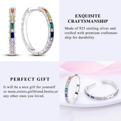 925 Sterling Silver Hoops Earrings Hypoallergenic Hoops Earrings With Zirconia Fashion High Quality Jewelry for Women Girls