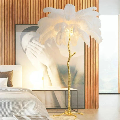 Nordic Ostrich Feather LED Floor Lamp - Elevate Your Home Decor with Luxurious Lighting