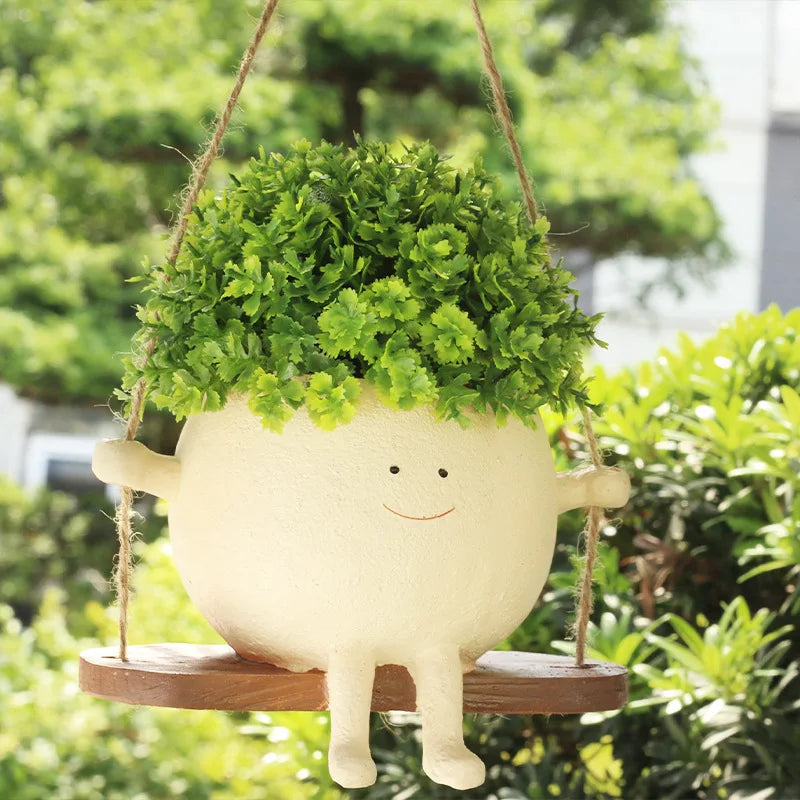 Swing Jar Flower Pot – Charming Outdoor Courtyard Pendant for Garden Decor & Gifts