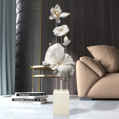 Elevate Your Living Space with the Elegant Lotus Rhyme Floor Sculpture – A Masterpiece of Modern Home Decor