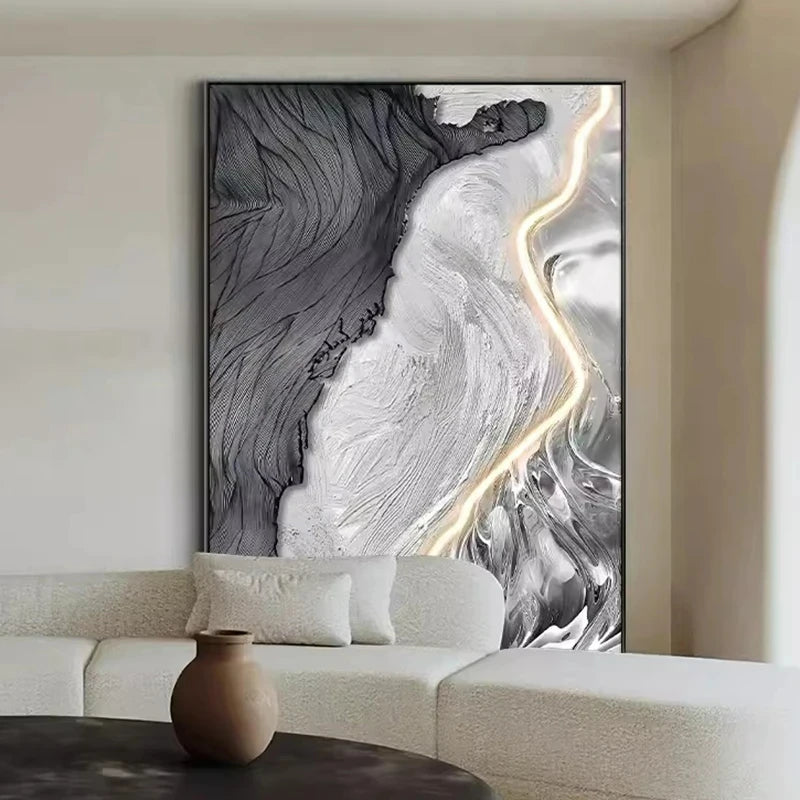 Modern Abstract LED Wall Art - Illuminated Multi-Panel Canvas for Luxurious Interiors