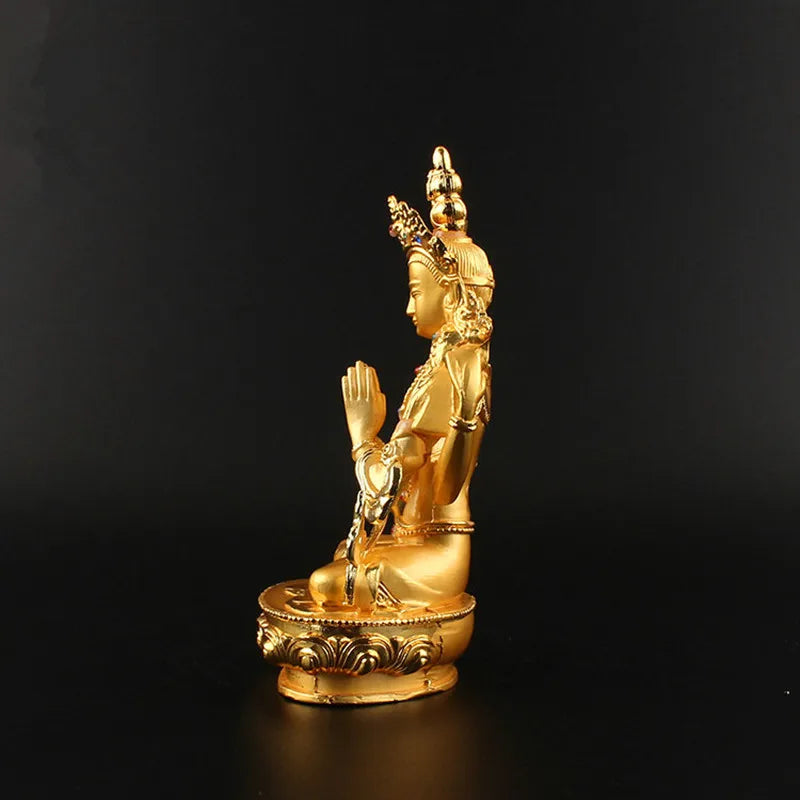 Gold Plated Avalokitesvara Guanyin Buddha Statue 14.8cm - Enhance Your Home Decor