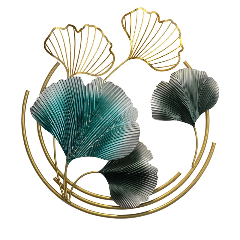 Modern Luxury Ginkgo Leaf Wall Art - Elegant 3D Metal Wall Decor for Living Rooms