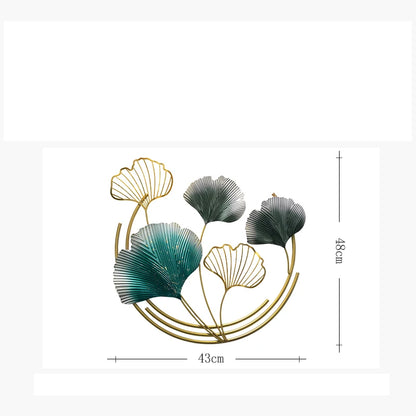 Modern Luxury Ginkgo Leaf Wall Art - Elegant 3D Metal Wall Decor for Living Rooms