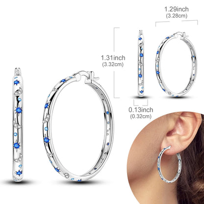 925 Sterling Silver Hoops Earrings Hypoallergenic Hoops Earrings With Zirconia Fashion High Quality Jewelry for Women Girls