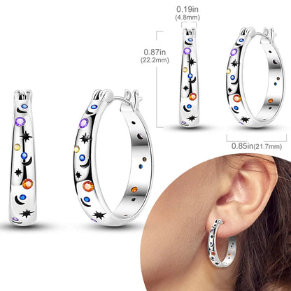 925 Sterling Silver Hoops Earrings Hypoallergenic Hoops Earrings With Zirconia Fashion High Quality Jewelry for Women Girls