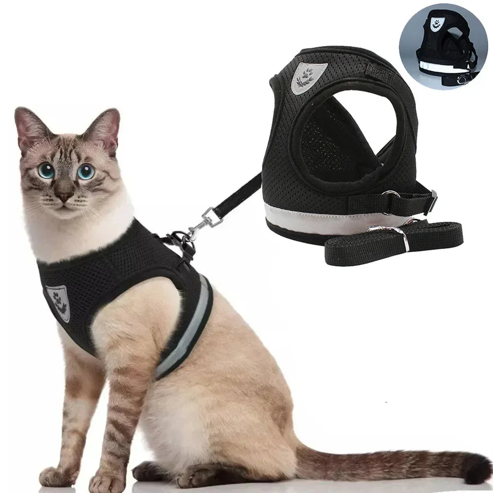 Adjustable Reflective Cat Harness & Leash Set – Escape-Proof, Comfortable & Safe for Daily Adventures