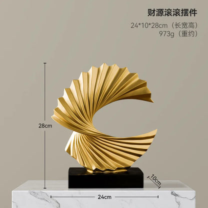 Modern Decor Abstract Sculpture | Home Accessories Sale | Interior Design Accents | Golden Art Statue for Home Decor