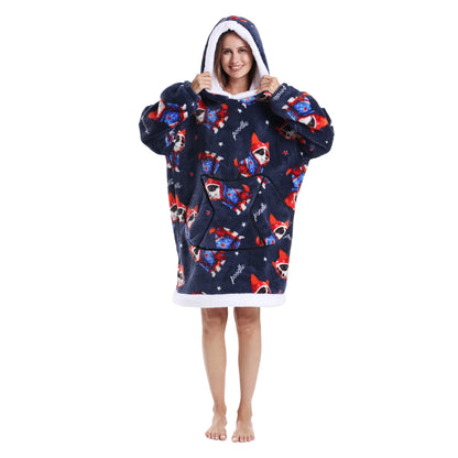 Winter Warm Fleece Fluffy Fuzzy Blanket Hoodie Thick Wearable Blanket Hooded Blanket for Adults Men Women Christmas