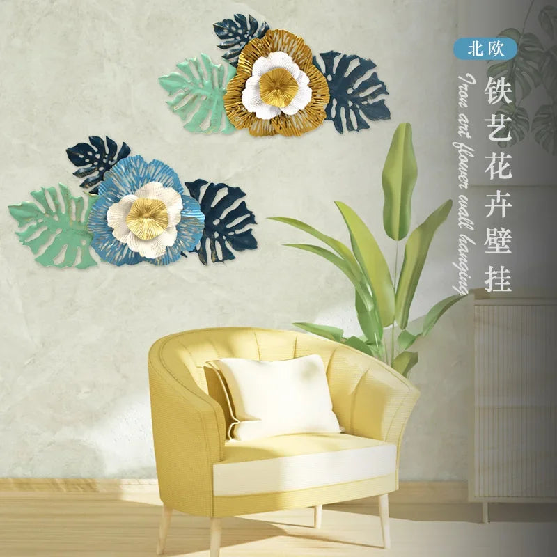 Elegant Iron Flower Multi-Panel Wall Art - Stylish Home Décor with Free Shipping