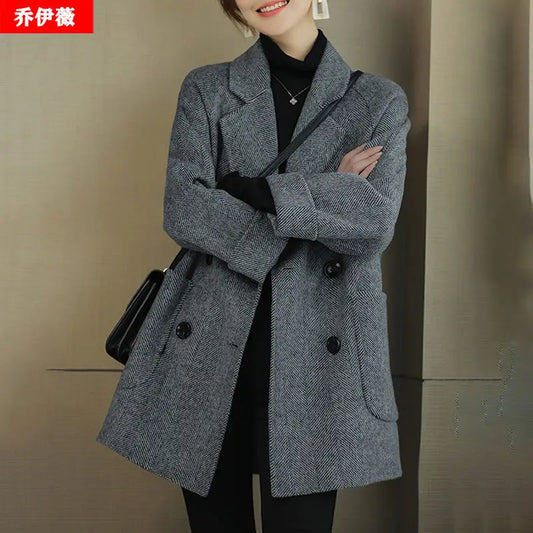 Cotton Padded Woolen Coat Women's Autumn and Winter New High-End