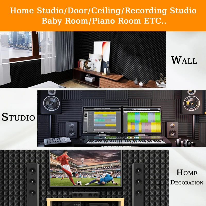 Decorative Acoustic Wall Panels - Premium Soundproof Foam for Studios, Offices & Home Spaces