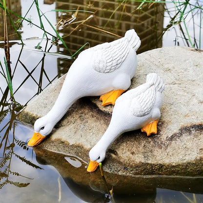 Decorative Wall Panels & Duck Figurines – Rustic Resin Animal Statues for Indoor & Outdoor Charm