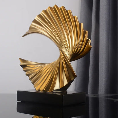 Modern Decor Abstract Sculpture | Home Accessories Sale | Interior Design Accents | Golden Art Statue for Home Decor