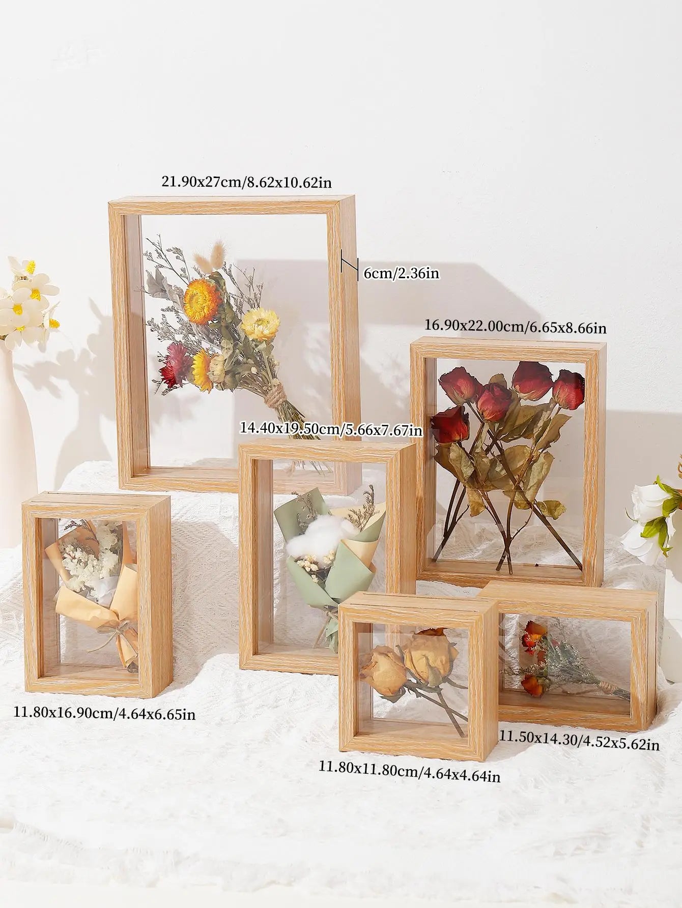 Elevate Your Home Decor with Multi-Panel Wall Art: Wood Dried Flower Picture Frame